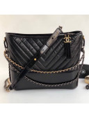 Chanel Aged Chevron Calfskin Gabrielle Medium Hobo Bag A93824 Black 2018