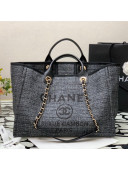 Chanel Deauville Mixed Fibers Large Shopping Bag A66941 Black/Gray 2021