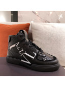 Valentino VL7N Calfskin High-Top Sneaker with Print Bands Black 01 2021