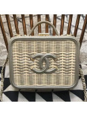 Chanel Medium Rattan Woven Vanity Case A93343 Gray/Beige 2019