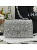 Chanel Crystal Allover Small Flap Bag Silver 2021 