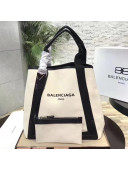 Balenciaga Denim Navy Cabas Large Bag White/Black 2017