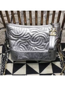 Chanel Metallic Leather Gabrielle Small Hobo Bag A91810 Silver 2019