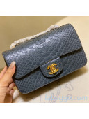 Chanel Python Leather Small Classic Flap Bag A1116 Deep Grey 08 2020（Gold Hardware）