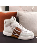 Valentino VL7N Calfskin High-Top Sneaker with Print Bands White/Brown 05 2021