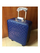 Chanel CC Quilting Trolley Luggage Bag 15 Inch Blue 2018