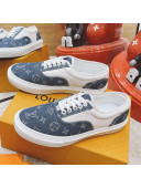 Louis Vuitton Men's Trocadero Richelieu Denim Canvas Sneakers Blue 2021 02