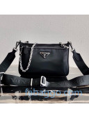 Prada Nylon Triple Shoulder Bag 1BH168 Black 2020