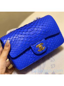 Chanel Python Leather Small Classic Flap Bag A1116 Bright Blue 2020(Gold Hardware)