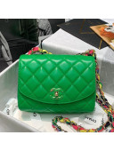 Chanel Lambskin Flap Bag with Scarf Entwined Chain AS2411 Green 2021