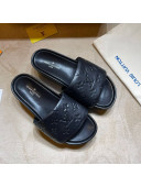 Louis Vuitton Jumbo Monogram Leather Flatform Slide Sandals Black 2021