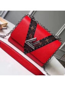 Louis Vuitton Epi Leather/Monogram Canvas Stud Twist MM Bag Red 2018