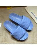 Louis Vuitton Jumbo Monogram Leather Flatform Slide Sandals Blue 2021