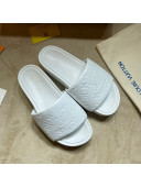 Louis Vuitton Jumbo Monogram Leather Flatform Slide Sandals White 2021