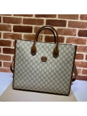 Gucci Canvas Medium Tote Bag with Interlocking G 674148 Beige/Brown 2022