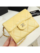 Chanel Iridescent Grained Calfskin Classic Clutch with Chain A84512 Yellow 2019
