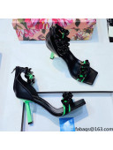 Versace Medusa Chain Nappa Leather Sandals 9.5cm Heel Black/Green 2021