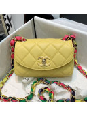 Chanel Lambskin Small Flap Bag with Scarf Entwined Chain AS2369 Yellow 2021
