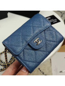 Chanel Iridescent Grained Calfskin Classic Clutch with Chain A84512 Navy Blue 2019