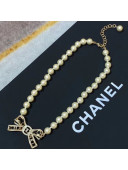 Chanel Pearl Bow Short Necklace 2020