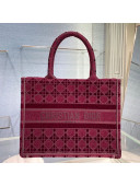 Dior Small Book Tote Bag in Burgundy Cannage Embroidered Velvet 2020