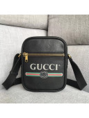 Gucci Leather Print Messenger Bag ‎523591 Black 2018