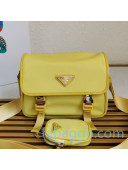 Prada Men's Nylon and Saffiano Leather Bag with Strap 2VD034 Yellow 2020