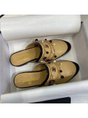 Chanel Leather Flat Mules with Chain Beige 2021