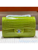 Chanel Crocodile Leather Small Classic Flap Bag A1116 Green 2020（Silver Hardware）