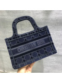 Dior Mini Book Tote Bag in Blue Cannage Embroidered Velvet 2020