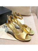 Chanel Calfskin Wedge Heel Sandals Gold 2021