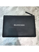 Balenciaga Litchi-Grained Leather Large Pouch Black 2021