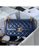 Chanel Smooth Calfskin & Vintage Metal Small Flap Bag Navy Blue 2021