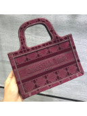 Dior Mini Book Tote Bag in Burgundy Cannage Embroidered Velvet 2020