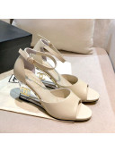 Chanel Calfskin Wedge Heel Sandals White 2021