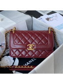 Chanel Smooth Calfskin & Vintage Metal Small Flap Bag Burgundy 2021