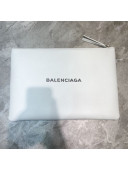 Balenciaga Litchi-Grained Leather Large Pouch White 2021
