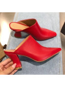 Bottega Veneta Lambskin ALMOND MULES with Curved Heel Red 2020