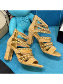 Chanel Roman Suede Chain Sandals 9cm Camel Brown 2021