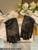 Chanel Lambskin Chain Gloves Black 2021 102924