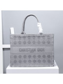 Dior Small Book Tote Bag in Grey Cannage Embroidery 2020
