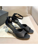 Chanel Calfskin Wedge Heel Sandals Black 2021