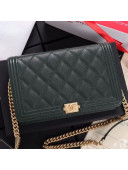 Chanel Grained Leather Boy WOC Chanel Wallet on Chain A81969 Dark Green 2019