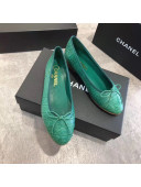 Chanel Croco Pattern Leather Ballerinas Green 2019
