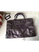 Balenciaga Wax Calfskin Giant 12 Weekender Bag Gray 2017