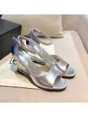 Chanel Calfskin Wedge Heel Sandals Silver 2021
