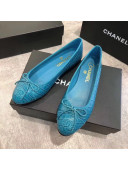 Chanel Croco Pattern Leather Ballerinas Blue 2019