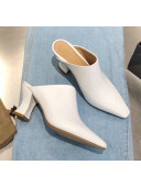 Bottega Veneta Lambskin ALMOND MULES with Curved Heel White 2020