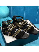 Chanel Roman Suede Chain Flat Sandals Black 2021