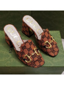 Gucci GG Canvas Slide Sandal with Horsebit 7cm Orange 2021